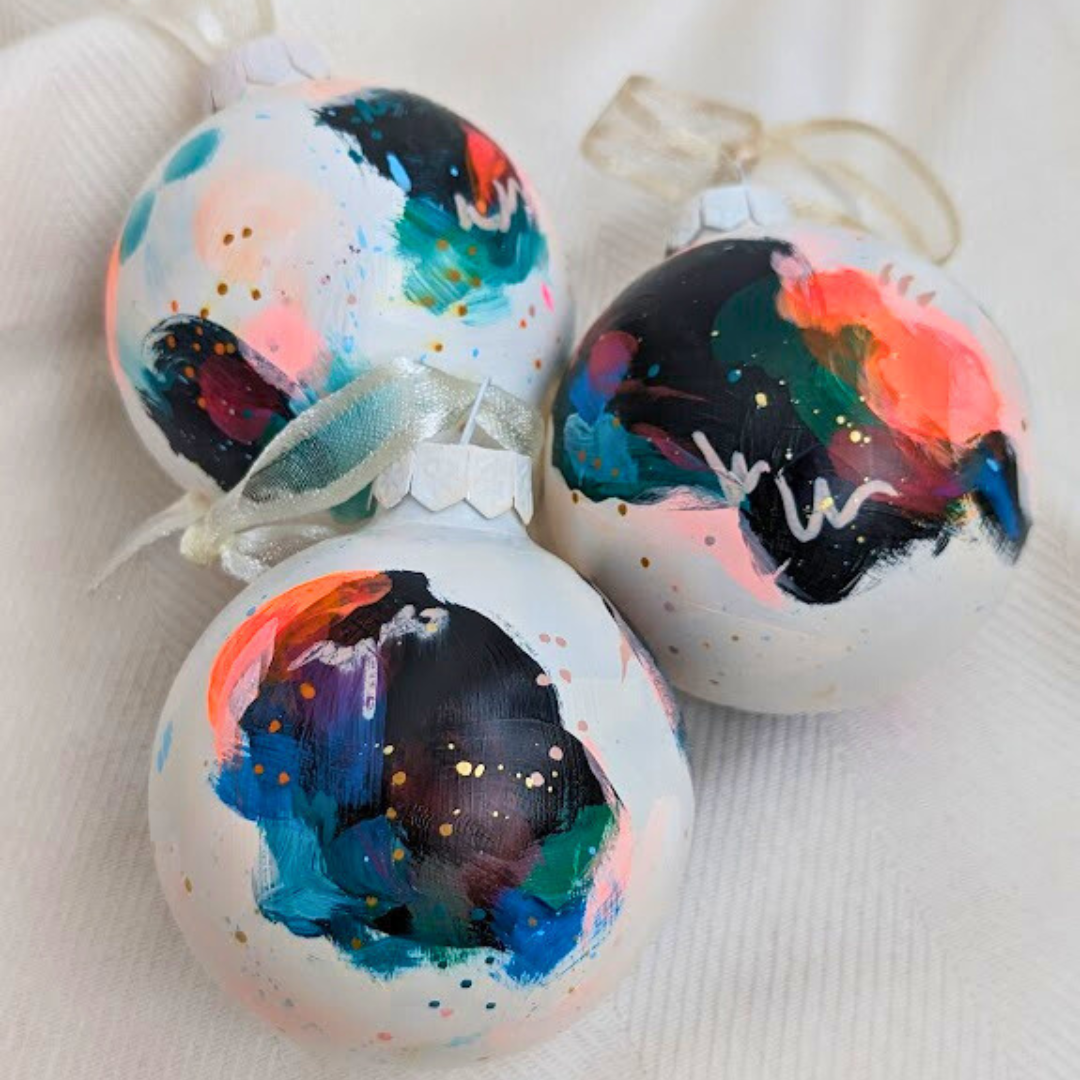 "Candy Coated Winter Whirl" Hand-Painted Glass Ornament, Limited edition