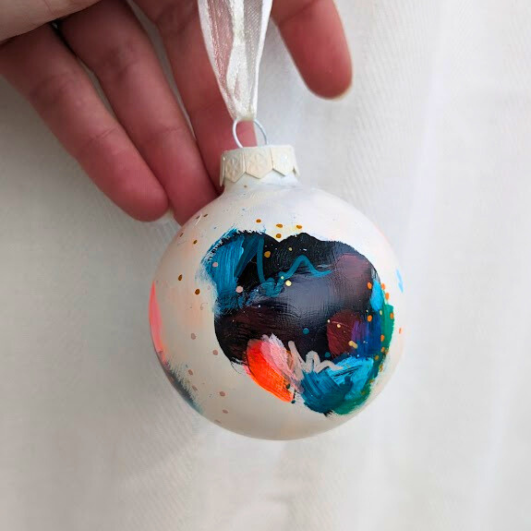 "Candy Coated Winter Whirl" Hand-Painted Glass Ornament, Limited edition