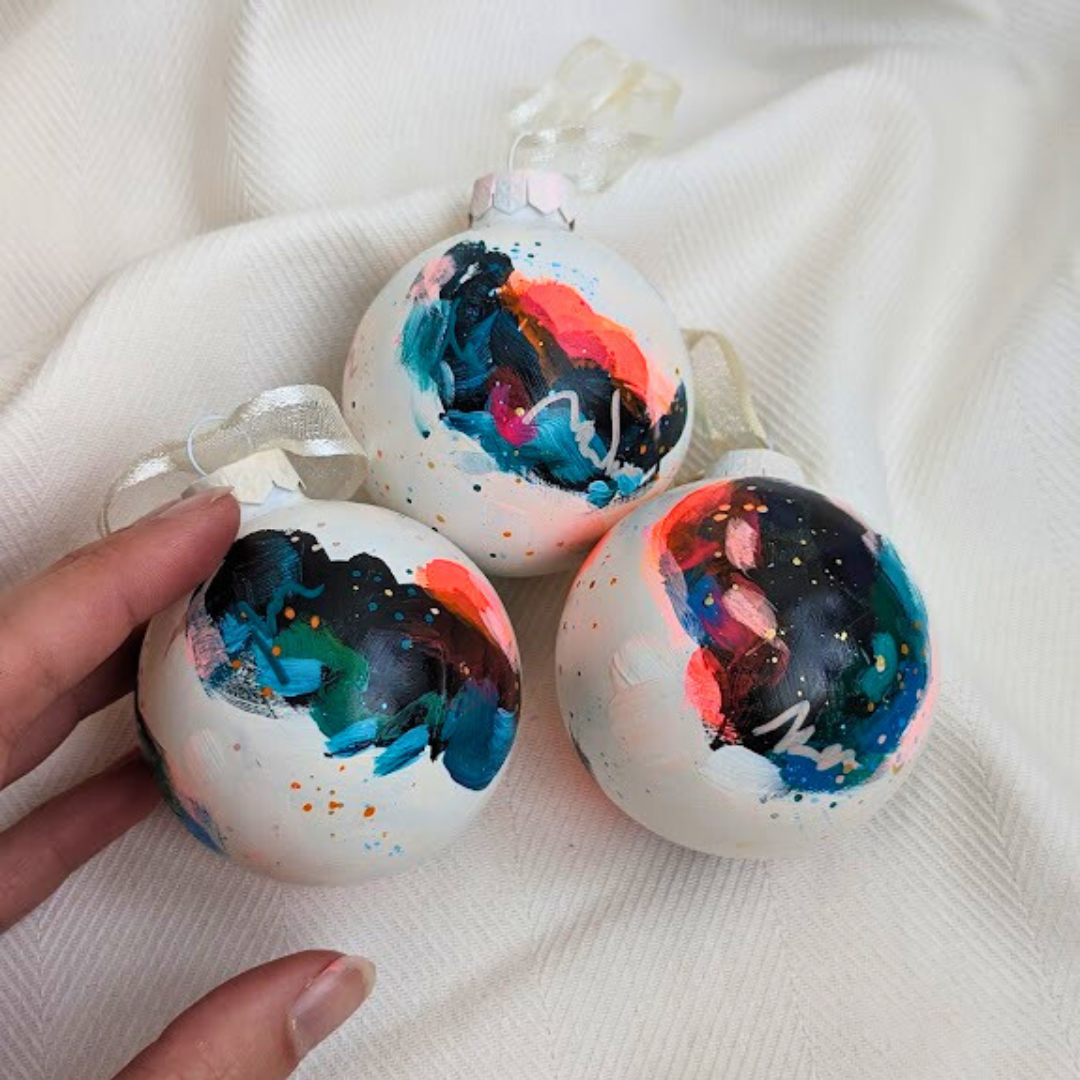 "Candy Coated Winter Whirl" Hand-Painted Glass Ornament, Limited edition